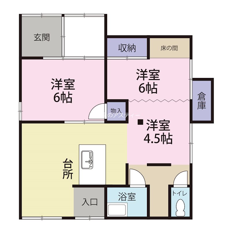 皇后崎町貸家の間取り写真