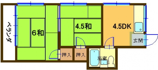 広島市東区上温品のアパートの間取り