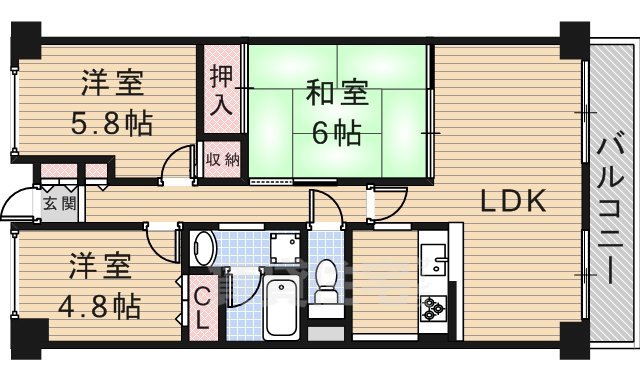 茨木市東太田のマンションの間取り