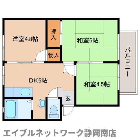 焼津市駅北のアパートの間取り