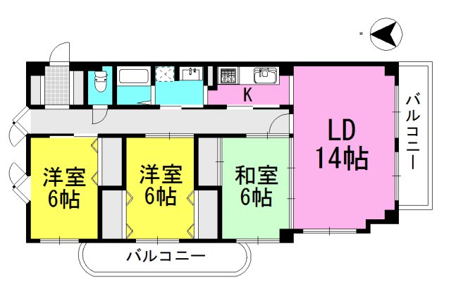 芦屋市松ノ内町のマンションの間取り