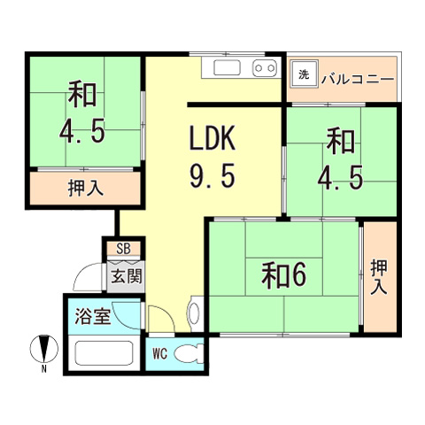 神戸市灘区長峰台のマンションの間取り