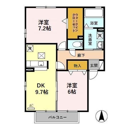 金沢市畝田中のアパートの間取り