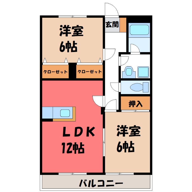 伊勢崎市安堀町のマンションの間取り