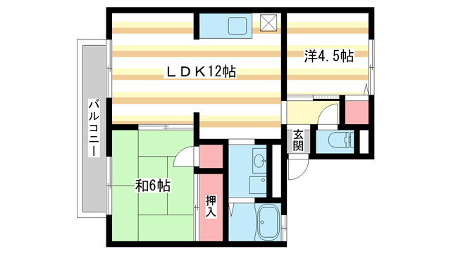 奈良市六条のアパートの間取り