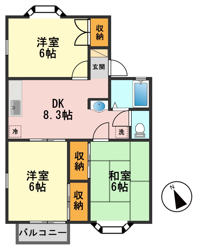 市川市北方のアパートの間取り