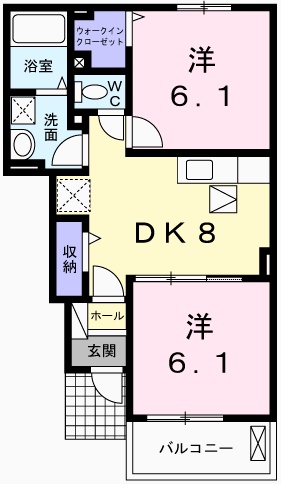 赤穂市北野中のアパートの間取り