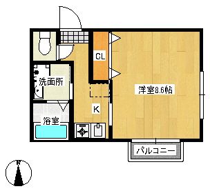 京都市左京区田中東春菜町のマンションの間取り