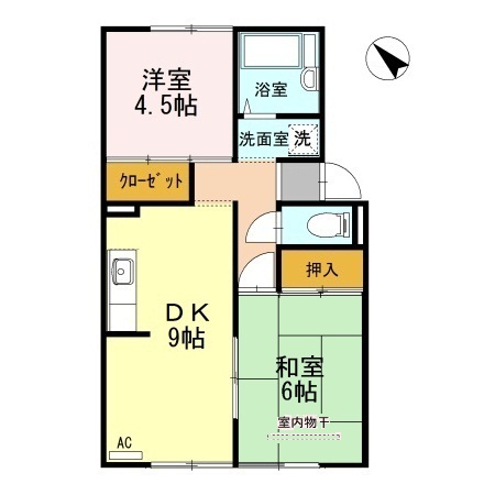 福山市多治米町のアパートの間取り