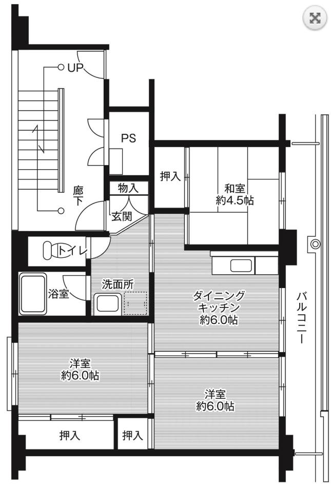 ビレッジハウス滝沢大崎2号棟の間取り