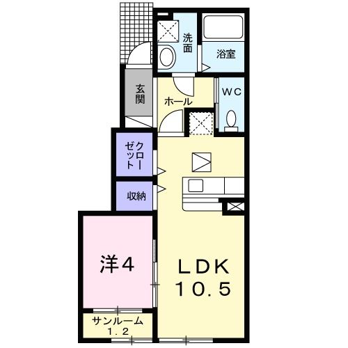 【新潟市西区立仏のアパートの間取り】