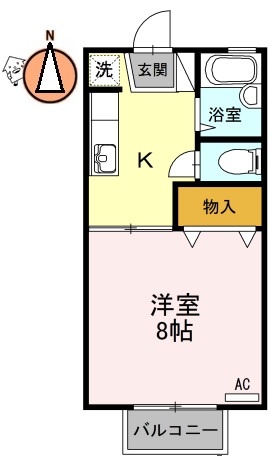 徳島市北佐古二番町のアパートの間取り