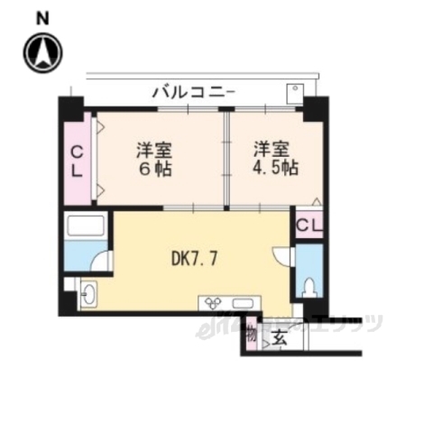 京都市左京区聖護院山王町のマンションの間取り