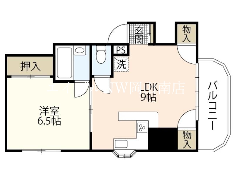 岡山市北区大供のマンションの間取り