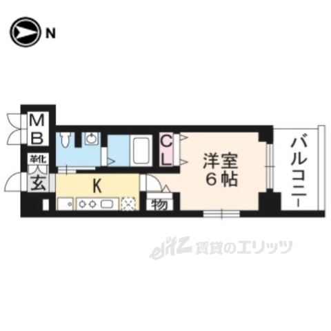 【京都市東山区二町目のマンションの間取り】