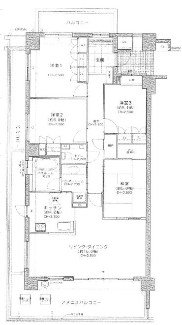 べイパークタワーズ福岡の間取り