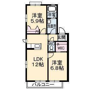 松山市久万ノ台のアパートの間取り