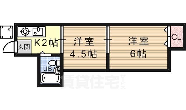 京都市山科区西野山欠ノ上町のアパートの間取り