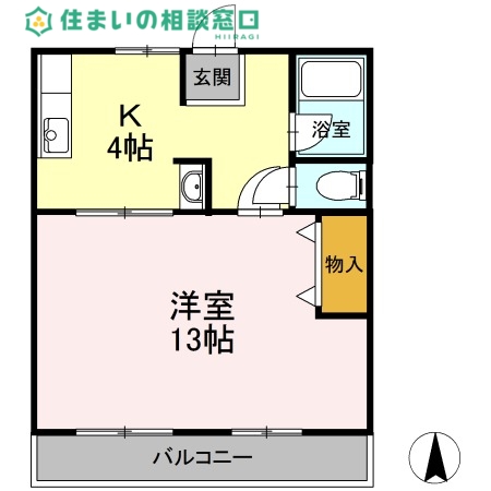 愛知環状鉄道 大門駅 徒歩35分 3階建 築34年の間取り写真