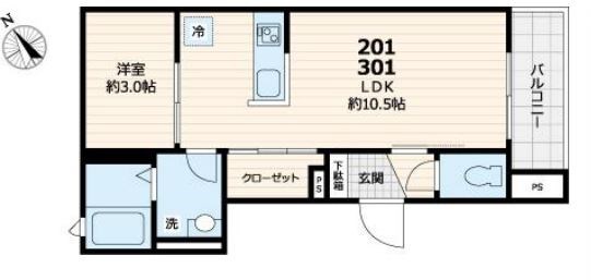 ＪＲ宇都宮線 尾久駅 徒歩3分 3階建 築6年の間取り写真