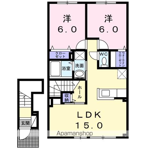 ＪＲ札沼線 新琴似駅 徒歩9分 2階建 築12年の間取り写真