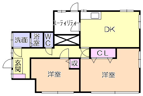 ＪＲ久大本線 南久留米駅 徒歩27分 3階建 築42年の間取り写真