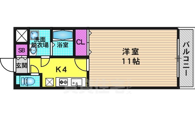 京都市西京区大枝沓掛町のマンションの間取り