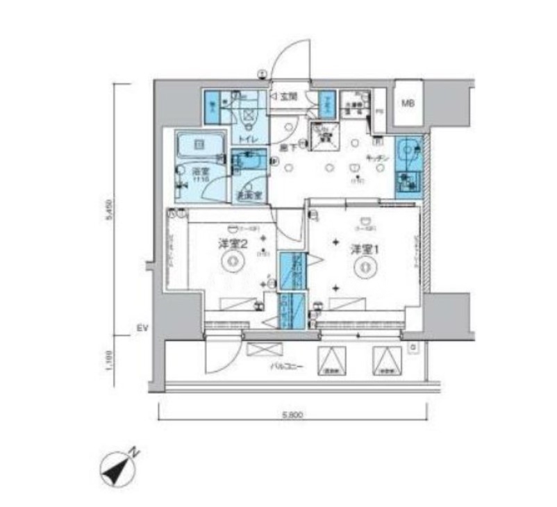 横浜市中区長者町のマンションの間取り