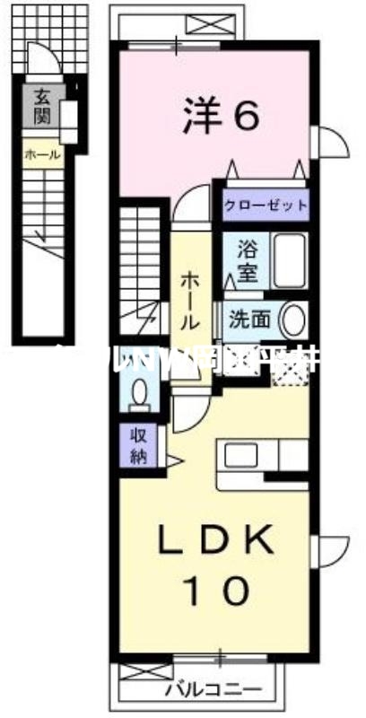 岡山市中区関のアパートの間取り