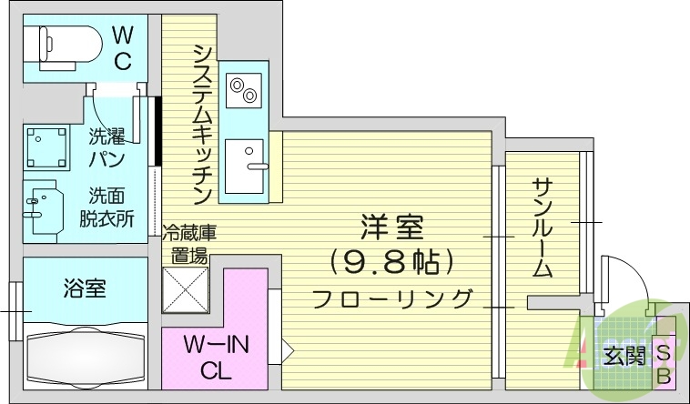 仙台市太白区袋原のアパートの間取り