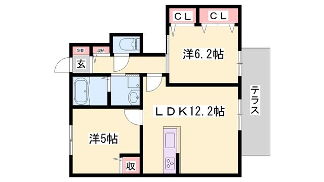 ＭＡＳＴ　ＣＯＵＲＴ加古川南　Ｅ棟の間取り