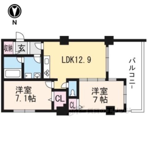 宇治市槇島町のマンションの間取り