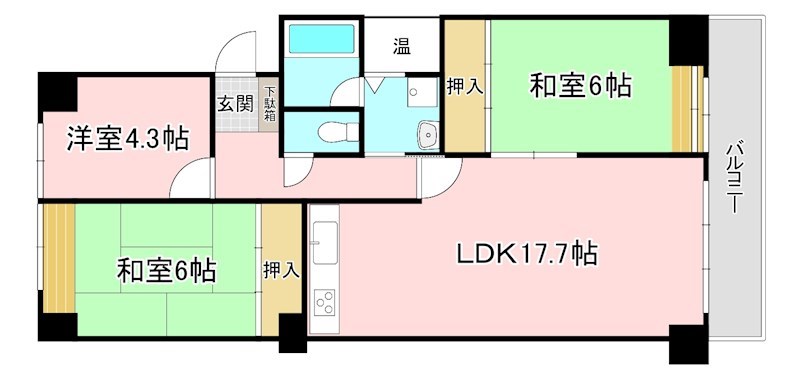 守山市浮気町のマンションの間取り