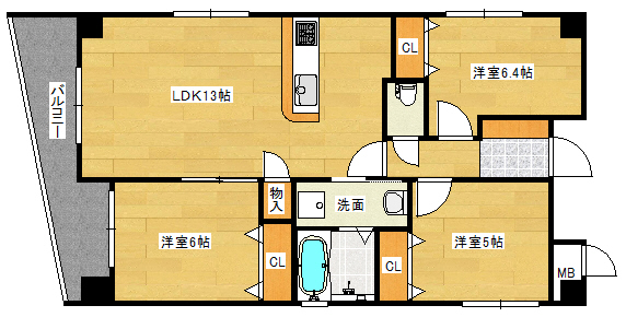 【広島市南区猿猴橋町のマンションの間取り】