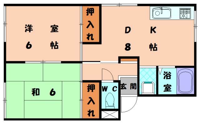 福岡市東区雁の巣のアパートの間取り