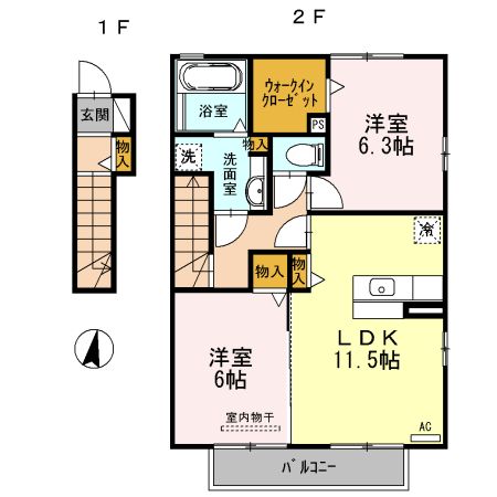 セジュールウィット松ノ木の間取り