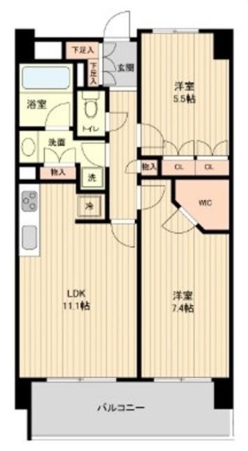 世田谷区若林のマンションの間取り