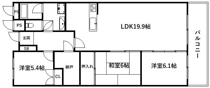 芦屋市楠町のマンションの間取り