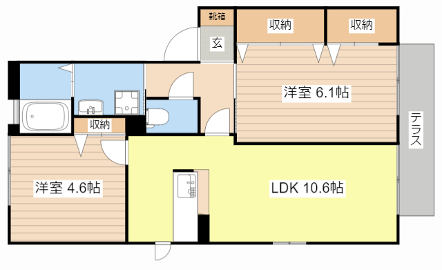 大津市雄琴北のアパートの間取り