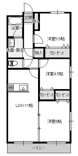 新潟市江南区城山のマンションの間取り