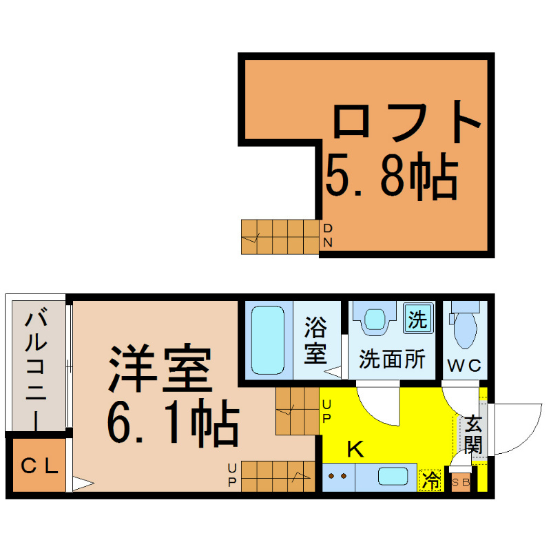 名古屋市西区江向町のアパートの間取り