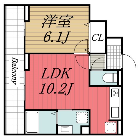 千葉市中央区汐見丘町のアパートの間取り