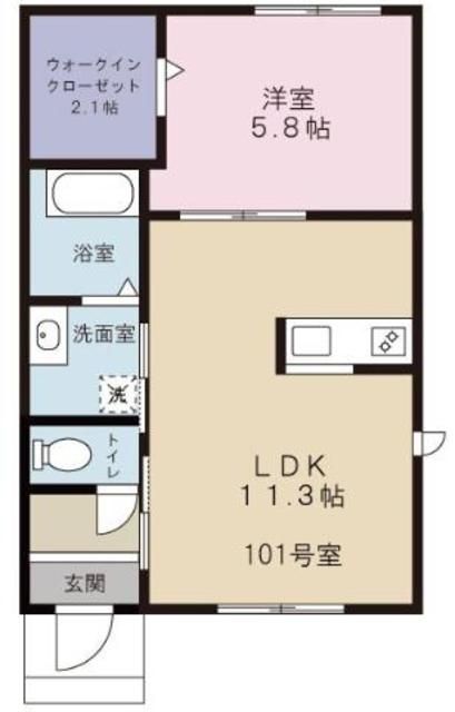 大和市西鶴間のアパートの間取り