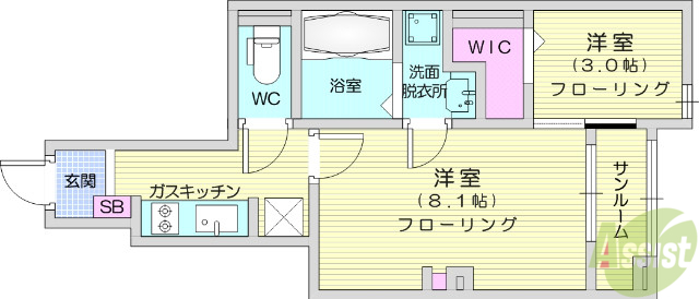 仙台市太白区中田町のアパートの間取り