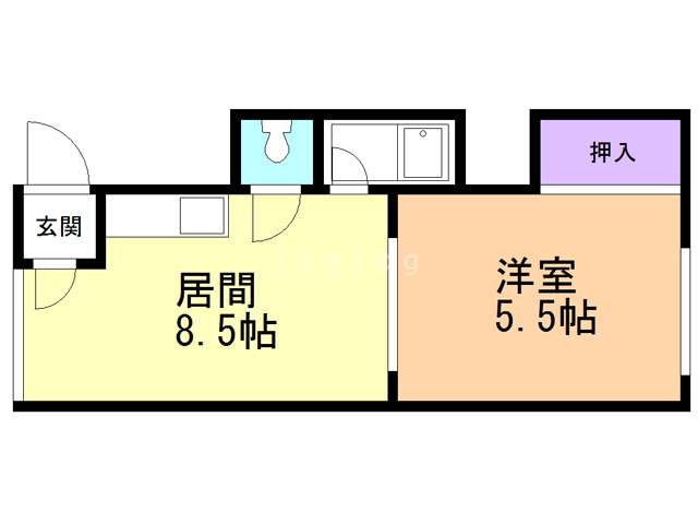 札幌市北区新川五条のアパートの間取り