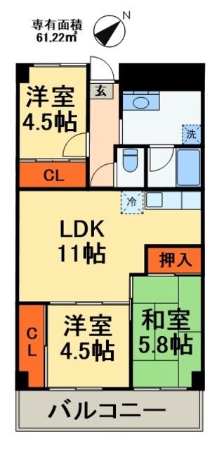 千葉市花見川区幕張本郷のマンションの間取り