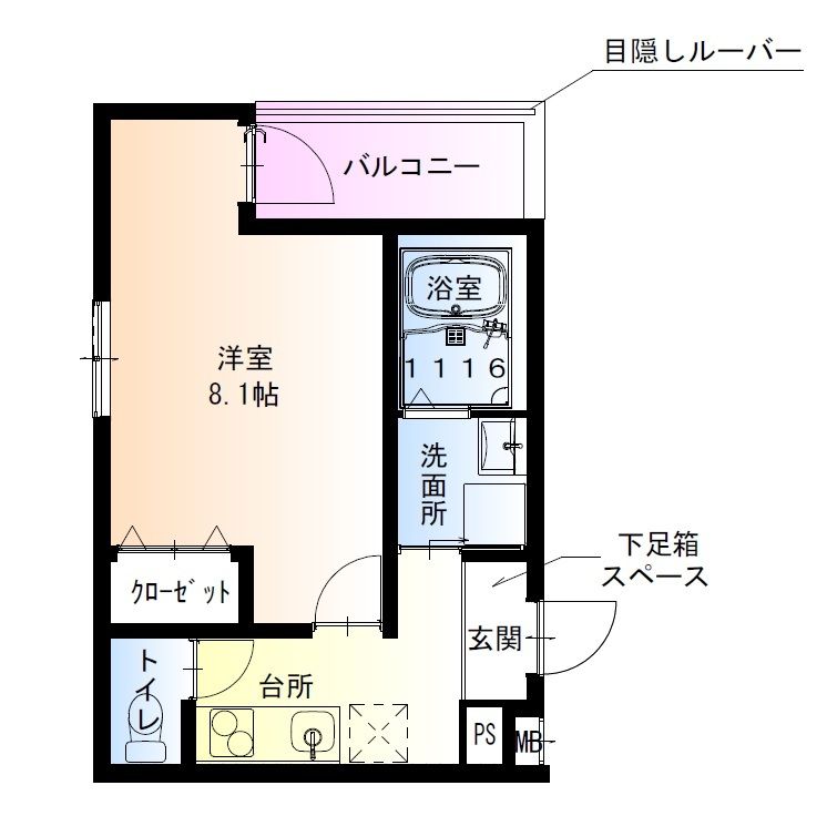 大阪市住吉区帝塚山東のアパートの間取り