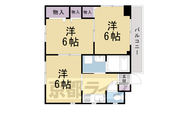 京都市北区紫野下門前町のマンションの間取り