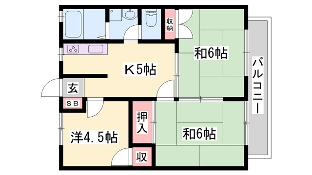 サンシティー北新在家　A棟の間取り