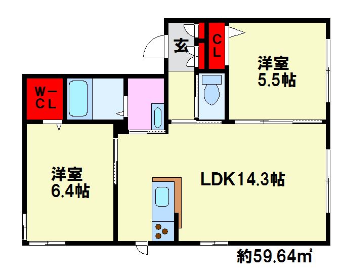 福岡市南区花畑のマンションの間取り